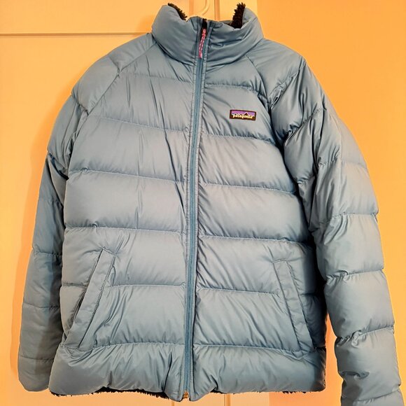Patagonia Other - Patagonia Puffer Fleece Jacket Reversible Down Size M Blue Navy